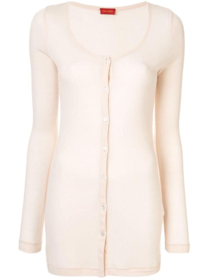 Des Prés Ribbed Mid-length Cardigan - Neutrals