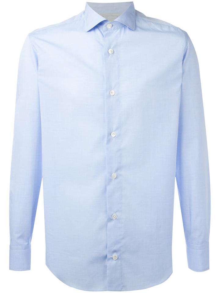 Eleventy Long-sleeve Shirt, Men's, Size: 40, Blue, Cotton