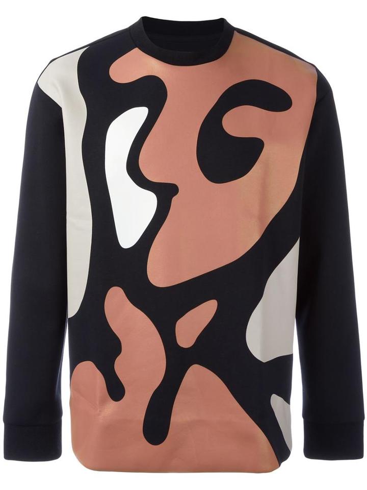 System Homme Abstract Print Sweatshirt, Men's, Size: Medium, Black, Cotton/rayon
