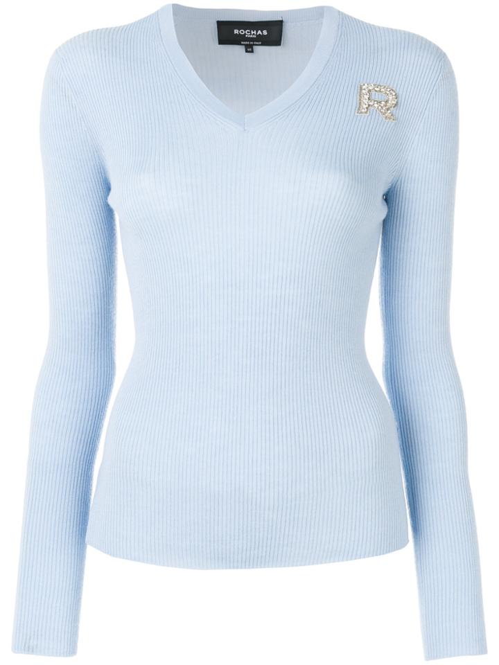 Rochas Sequined Detail Sweater - Blue