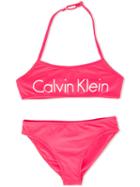Calvin Klein Kids Logo Print Bikini, Girl's, Size: 8 Yrs, Pink/purple