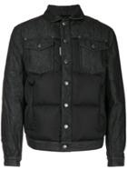 Dsquared2 Raw Denim Panel Padded Jacket - Black