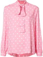 Saint Laurent Polka Dot Lavaliere Blouse, Women's, Size: 40, Pink/purple, Viscose
