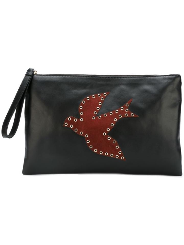 Red Valentino Bird Patch Clutch, Women's, Black