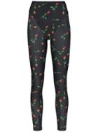 Adam Selman Sport Rose Print French-cut Leggings - Black