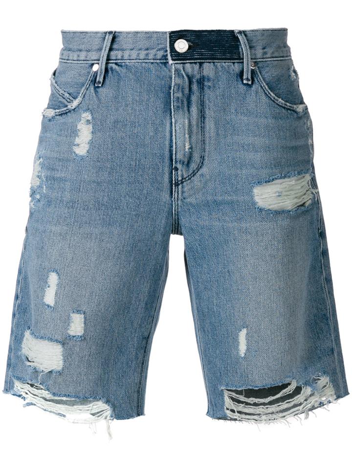 Rta Distressed Denim Shorts - Blue