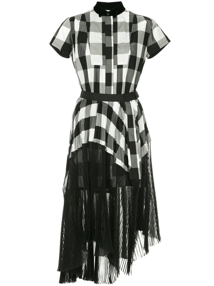 Sacai Gingham Print Dress - Black