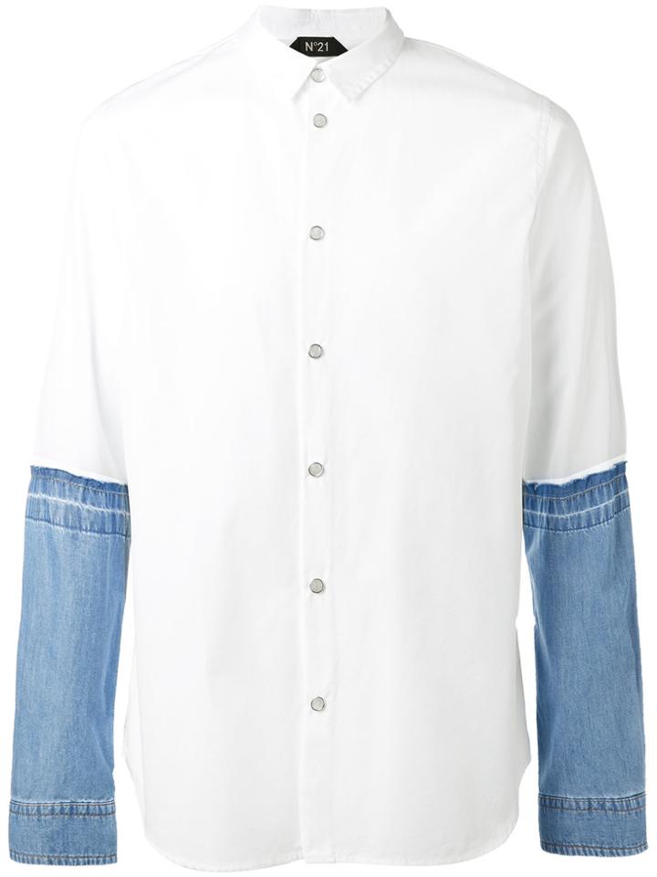 No21 Denim Sleeves Shirt - White
