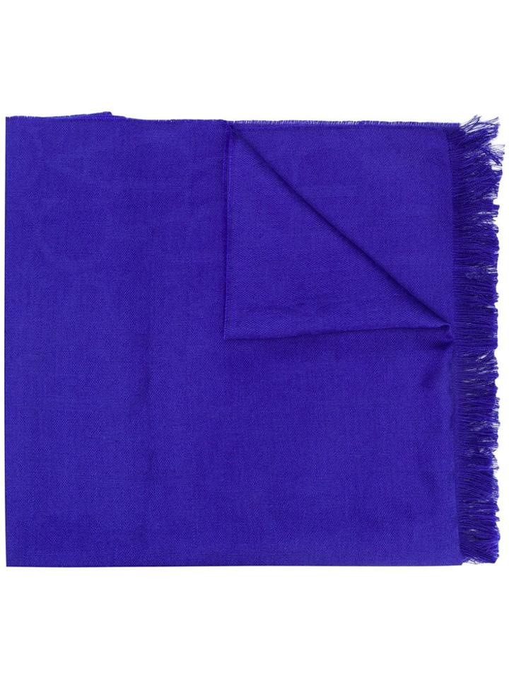 Escada Long Fringed Scarf - Blue