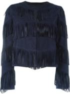 Drome Fringed Jacket, Women's, Size: S, Blue, Suede/acetate/cupro