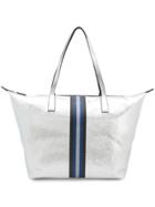 Hogan Striped Wide Tote Bag - Silver