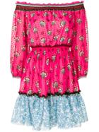 Mary Katrantzou Printed Bardot Dress - Pink & Purple