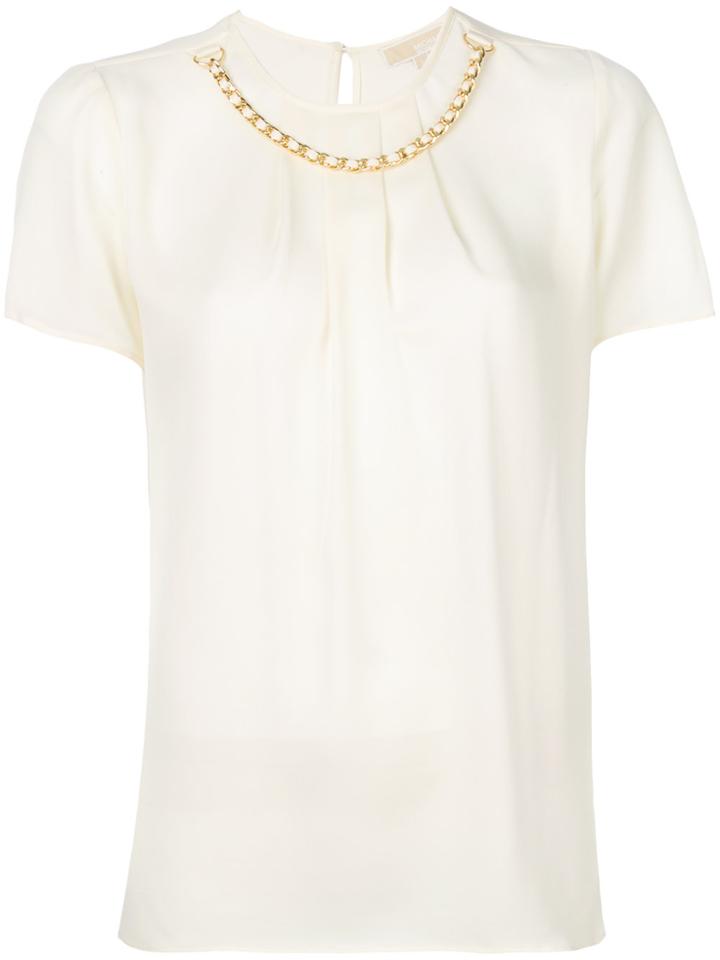 Michael Michael Kors Chain Applique Blouse - Nude & Neutrals