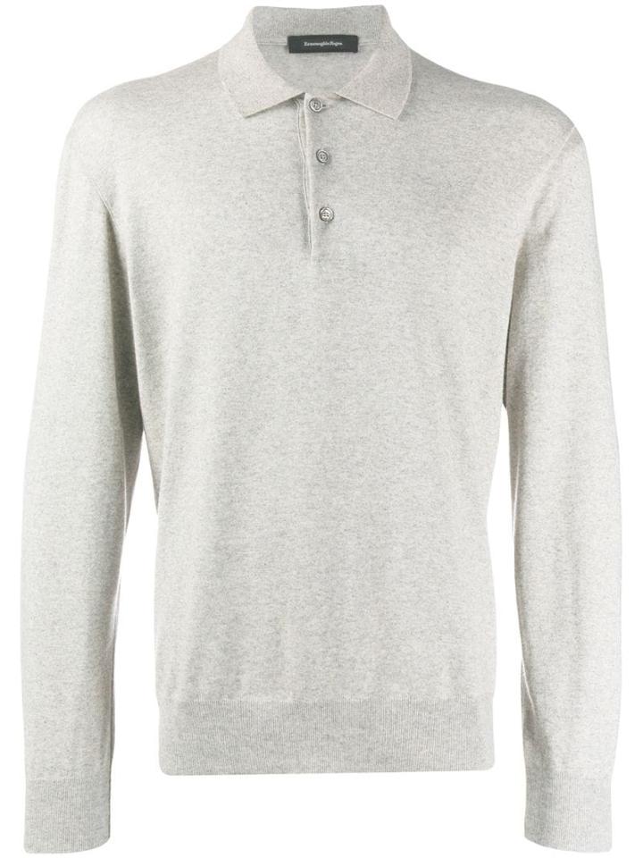 Ermenegildo Zegna Long Sleeve Polo Top - Grey