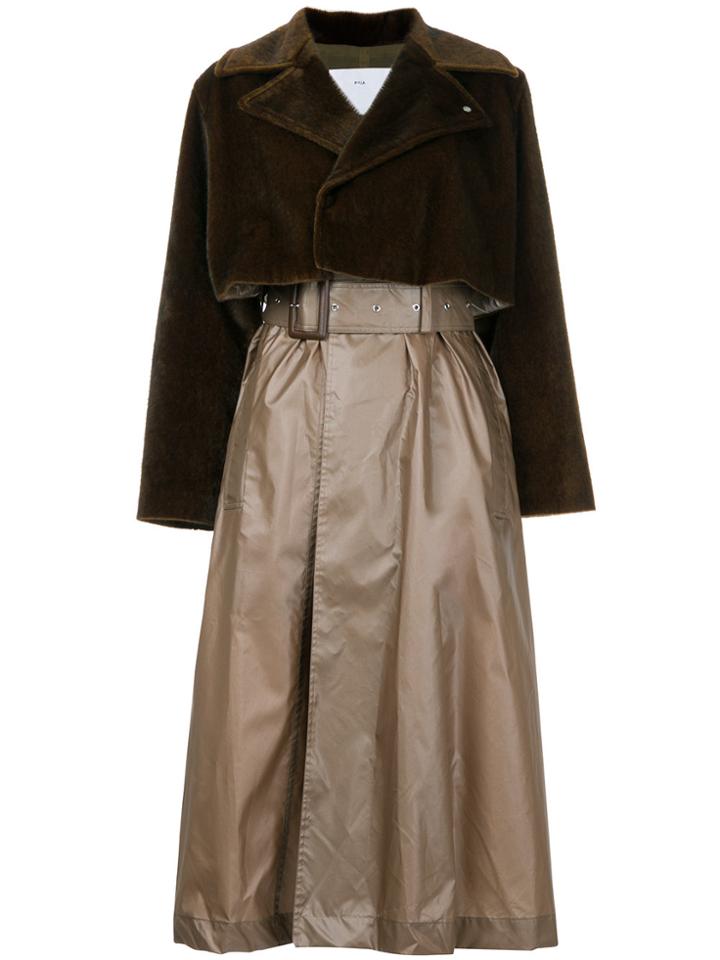 Toga Pulla Contrast Material Coat - Brown