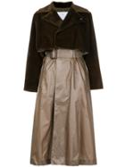 Toga Pulla Contrast Material Coat - Brown