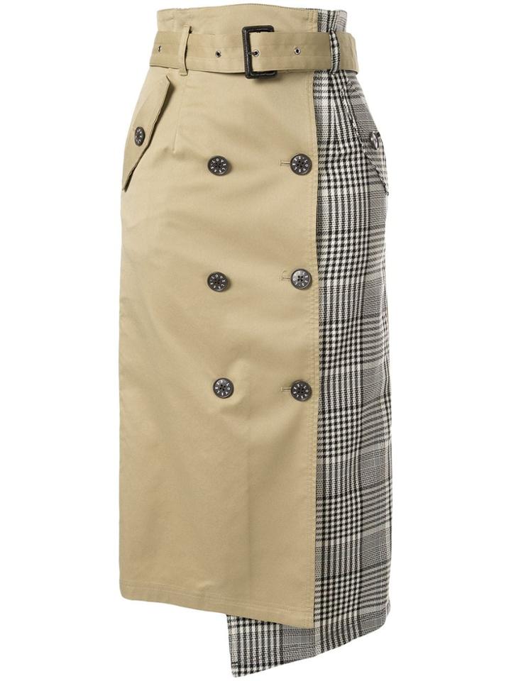 Loveless Check Panel Midi Skirt - Brown