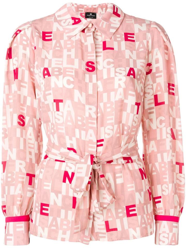 Elisabetta Franchi Colour-block Logo Print Top - Pink