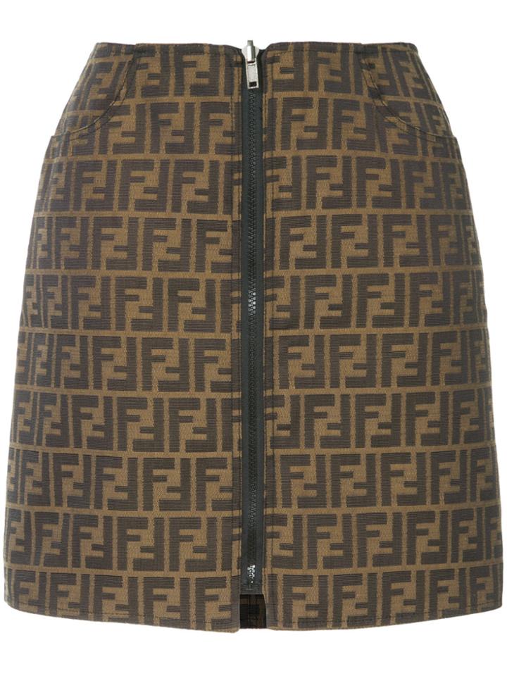 Fendi Vintage Zucca Pattern Reversible Skirt - Brown