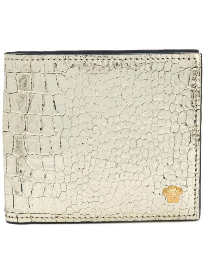 Versace Croco-embossed Wallet - Metallic