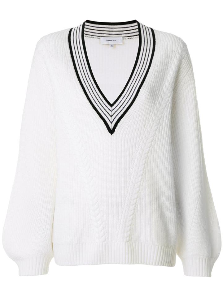 Carven Deep V-neck Jumper - White