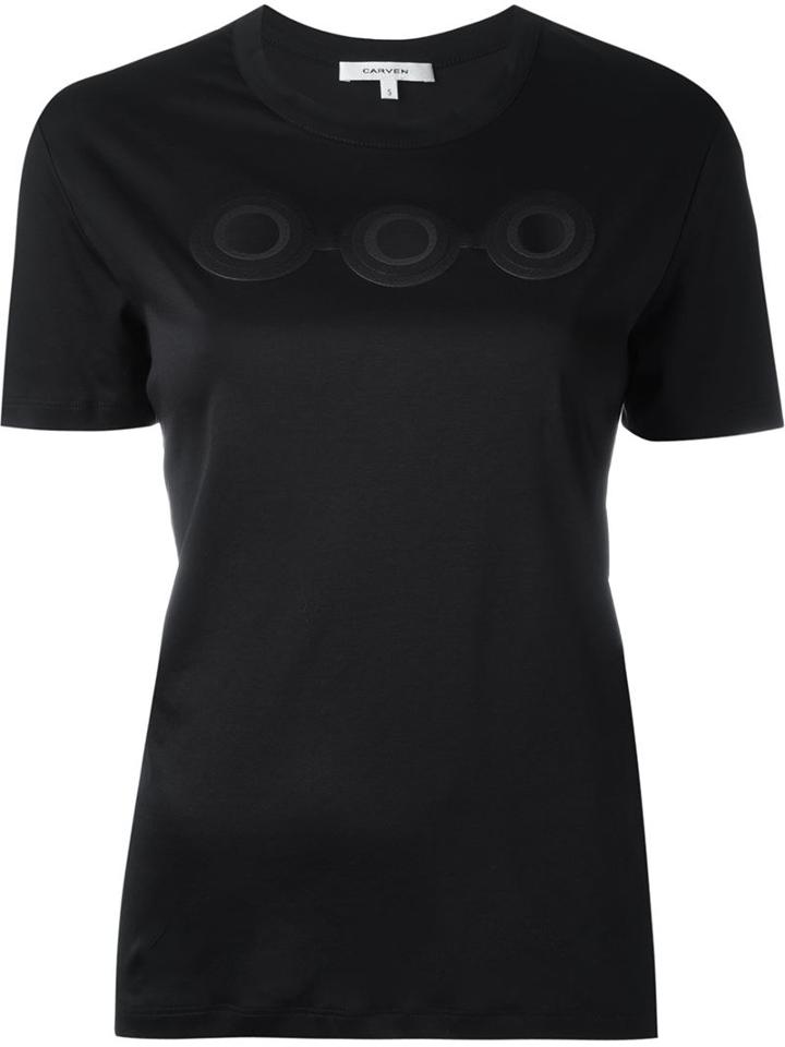 Carven Cut Out T-shirt, Women's, Size: M, Black, Cotton/polyester
