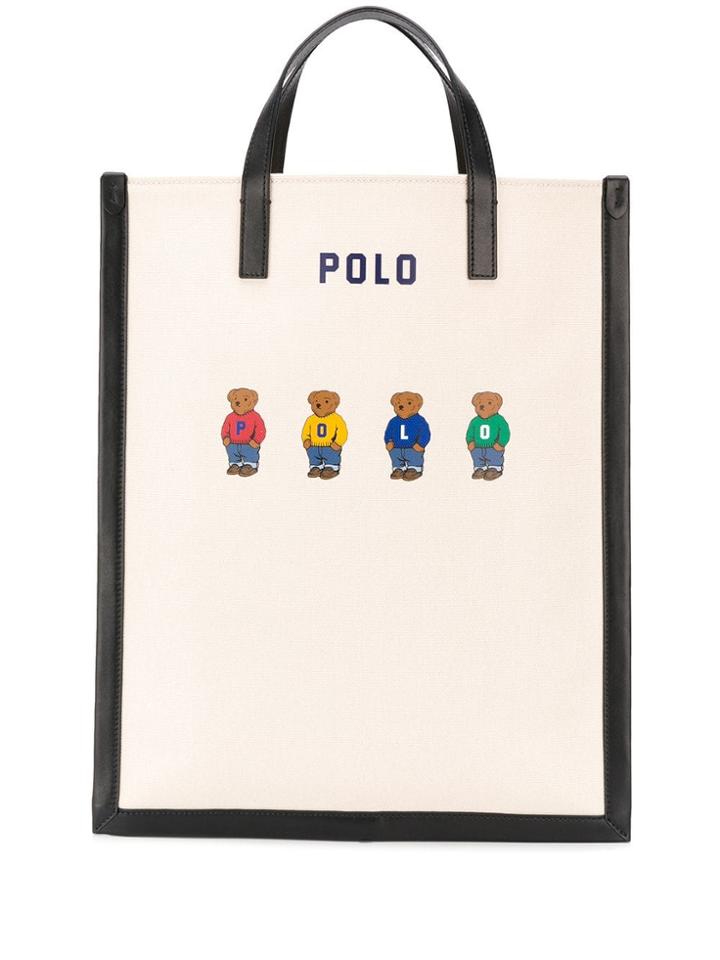 Polo Ralph Lauren Logo Printed Tote Bag - Neutrals