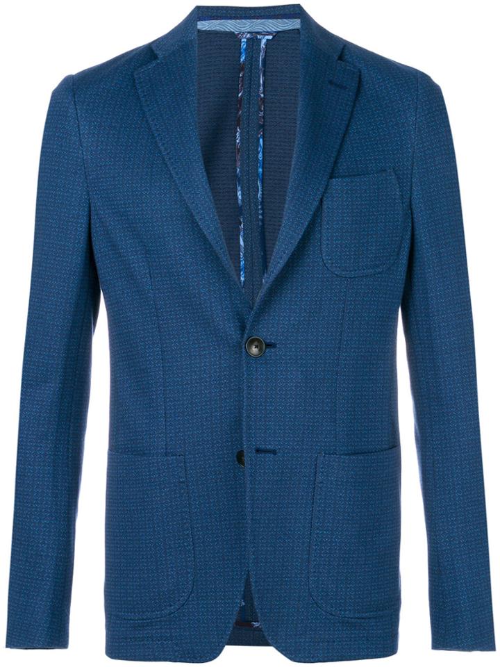 Etro Micro Pattern Blazer - Blue