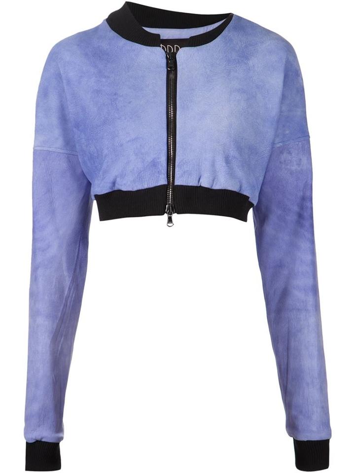 0dd. Cropped Jacket, Women's, Size: Large, Blue, Suede