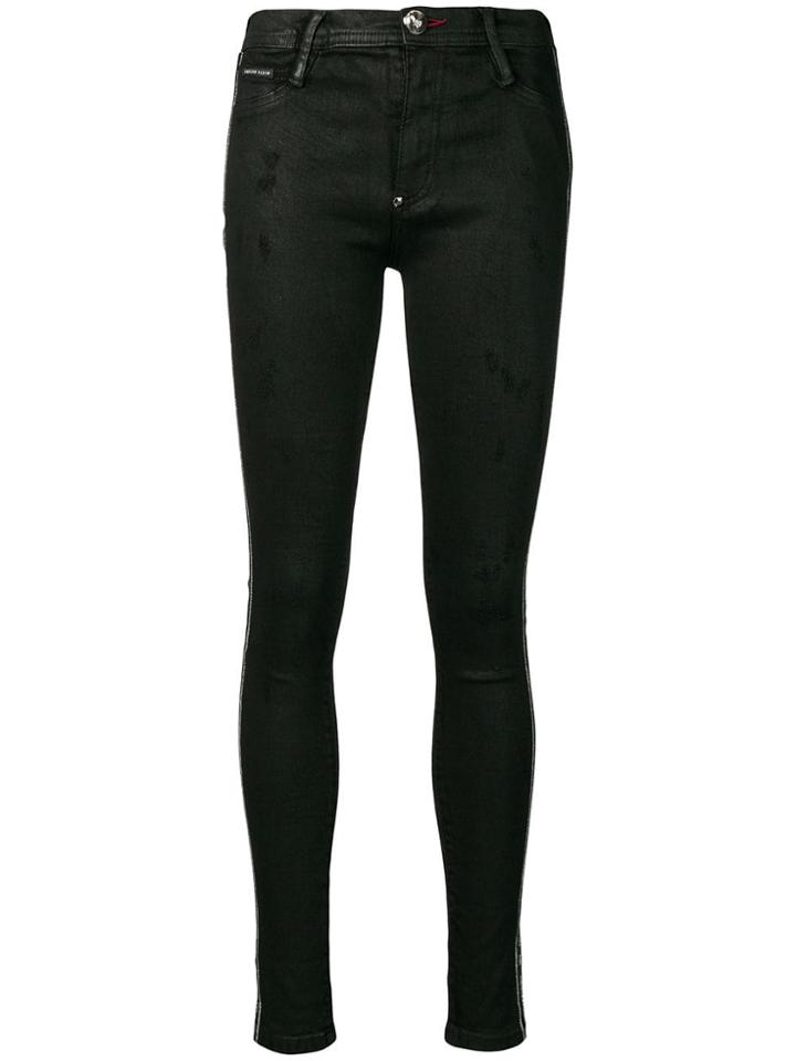 Philipp Plein Logo Tape Skinny Jeans - Black