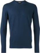 Loro Piana V Neck Sweatshirt, Men's, Size: 52, Blue, Cashmere