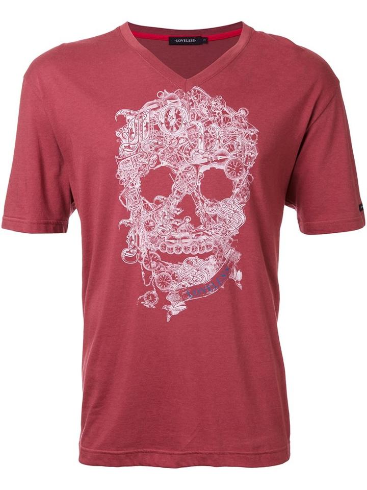 Loveless Skull Print T-shirt, Men's, Size: 1, Yellow/orange, Cotton