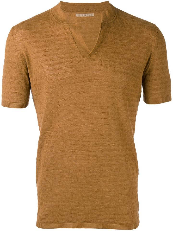 Nuur - Knitted Polo Shirt - Men - Cotton/linen/flax - 48, Brown, Cotton/linen/flax