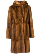 Liska Zen Midi Fur Coat - Brown