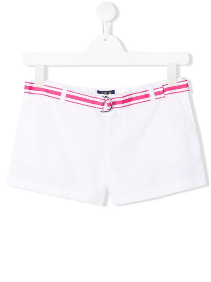Ralph Lauren Kids Teen Belted Short Shorts - White
