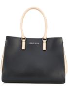Armani Jeans - Long Double Handles Tote - Women - Cotton/polyester/polyurethane/viscose - One Size, Black, Cotton/polyester/polyurethane/viscose