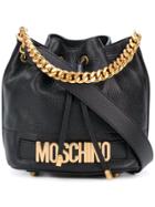 Moschino Logo Plaque Bucket Bag - Black