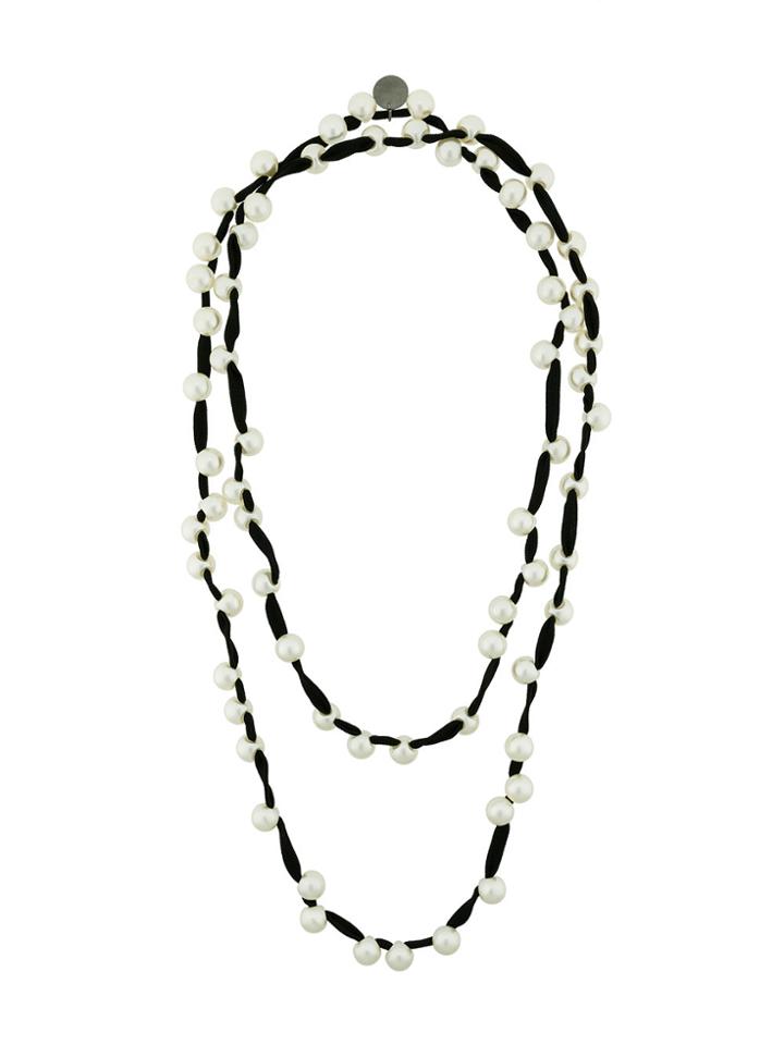 Maria Calderara Beaded Double Necklace - Black