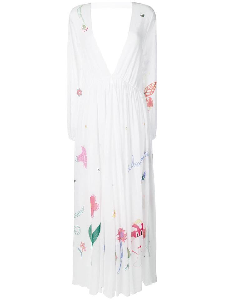 Mira Mikati Fairy Tale Print Long Dress - White