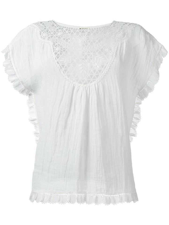 Masscob Embroidered Panel Blouse, Size: Medium, White, Linen/flax/polyamide
