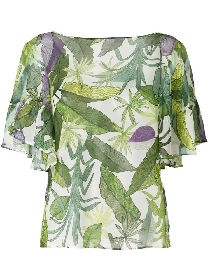 Liu Jo Leaf Print Ruffle Blouse - Multicolour