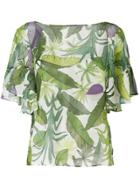 Liu Jo Leaf Print Ruffle Blouse - Multicolour