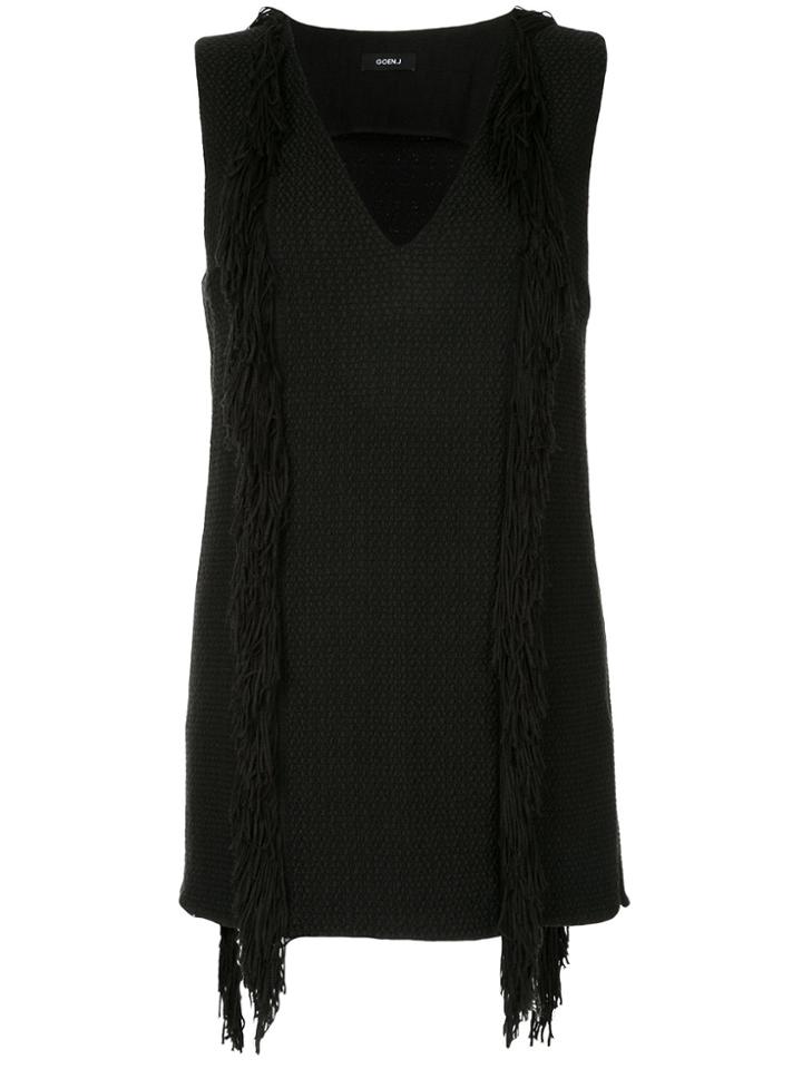 Goen.j V-neck Fringe-embellished Sleeveless Top - Black
