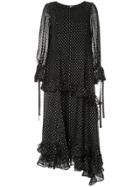 Bedouin Embroidered Frill Trim Dress - Black