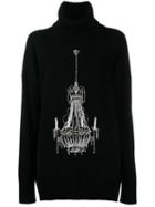Dolce & Gabbana Crystal Embellished Chandelier Jumper, Women's, Size: 38, Black, Virgin Wool/cashmere/crystal/silk