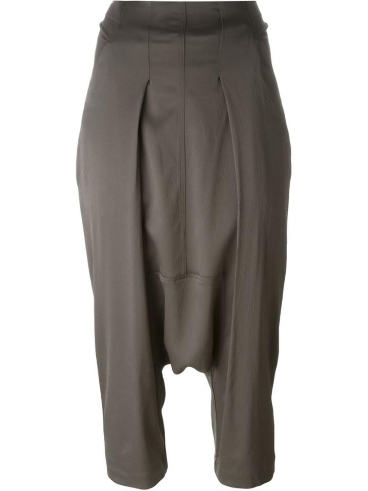 Rick Owens Drop-crotch Cropped Trousers, Women's, Size: 44, Grey, Polyamide/spandex/elastane/viscose