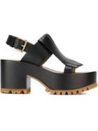 Marni 'two-band' Fringed Platform Sandals