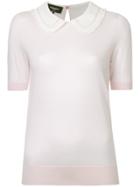 Rochas Cashmere Lace Collar Top - Pink & Purple