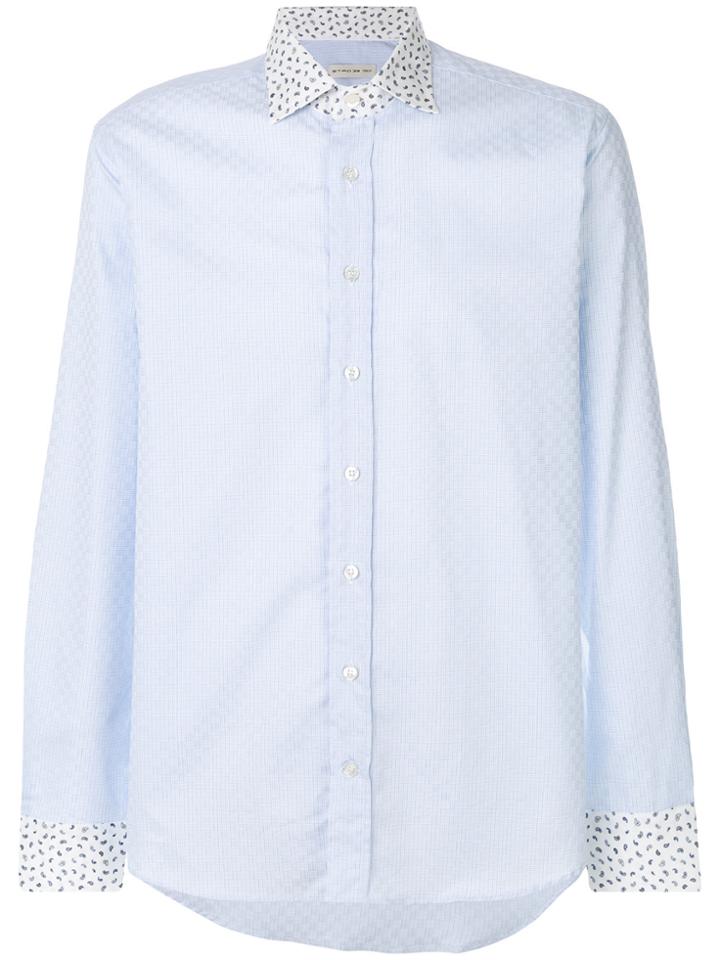 Etro Contrasting Printed Collar Fitted Shirt - Blue