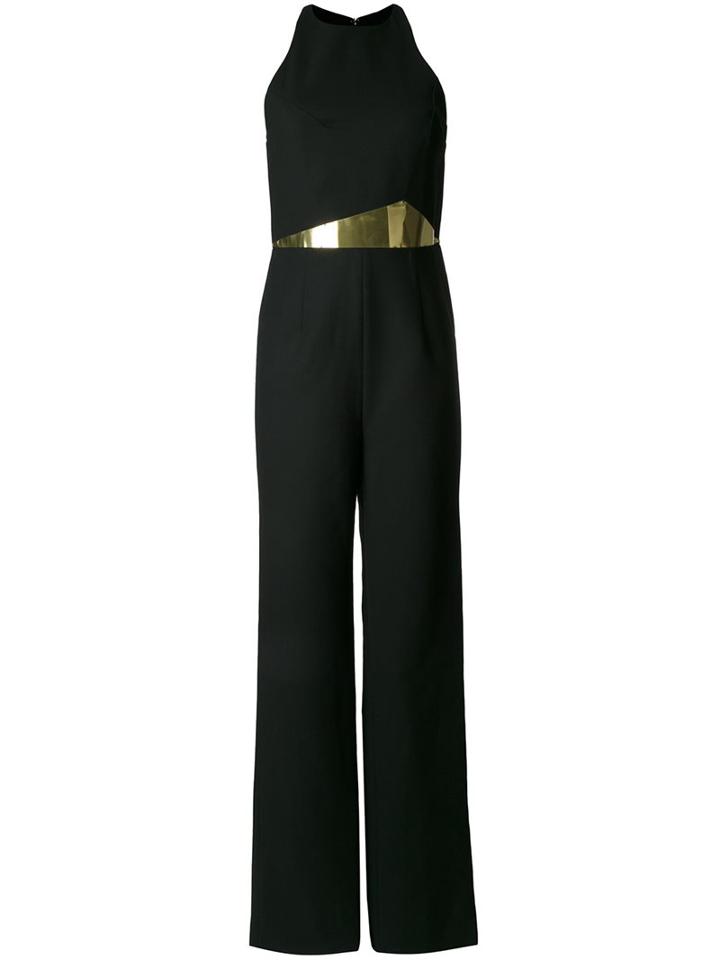 Jay Ahr Gold-tone Waist Detail Jumpsuit, Women's, Size: 34, Black, Wool